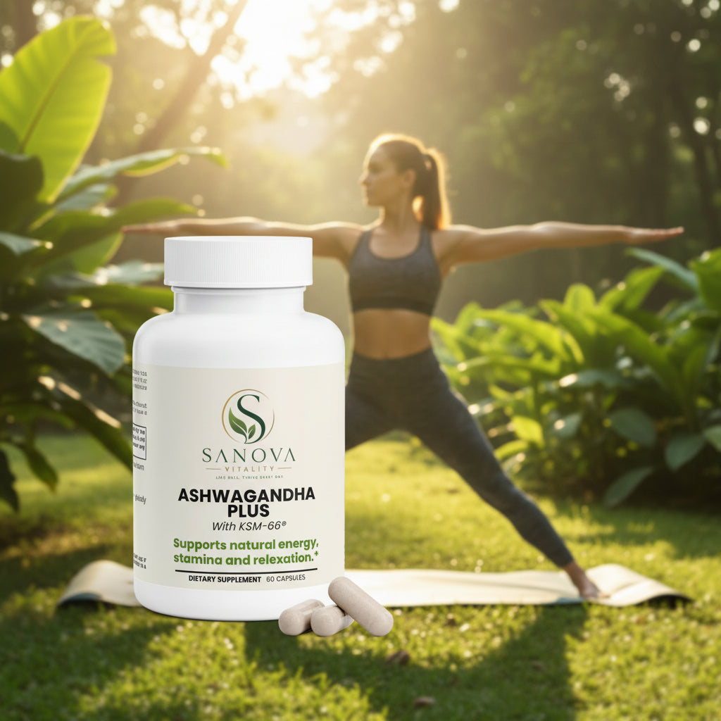 Sanova Vitality Ashwagandha Plus – Product Bottle Photo