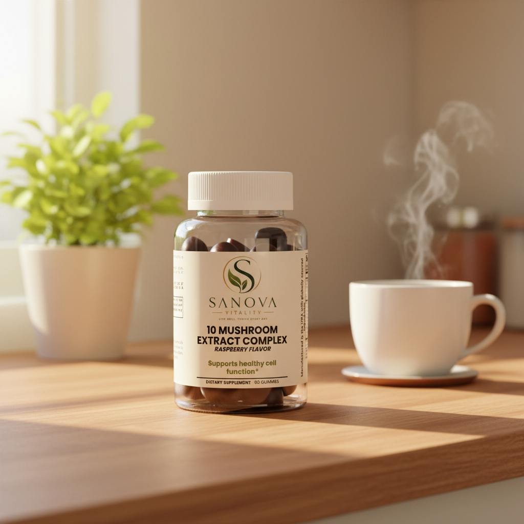 Sanova Vitality Mushroom Extract Complex lifestyle product photo