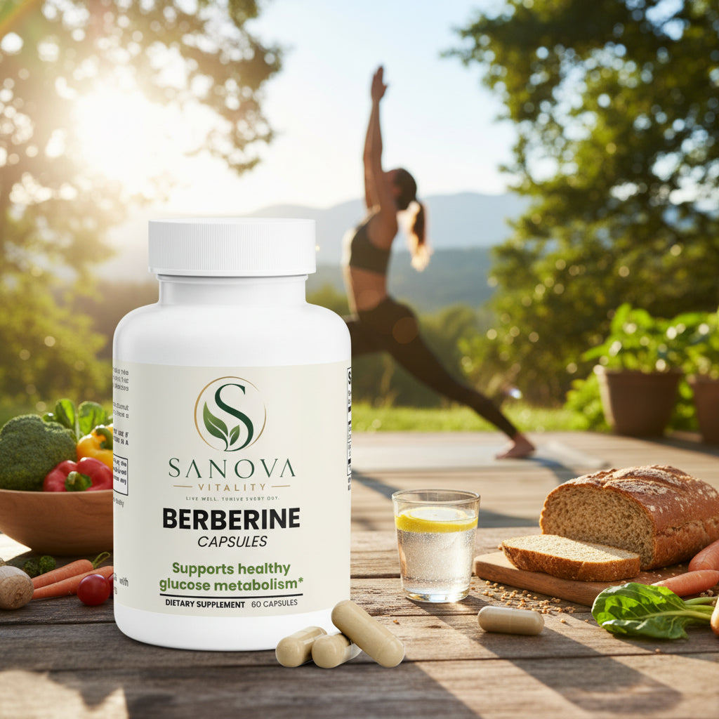 Sanova Vitality Berberine supplement bottle