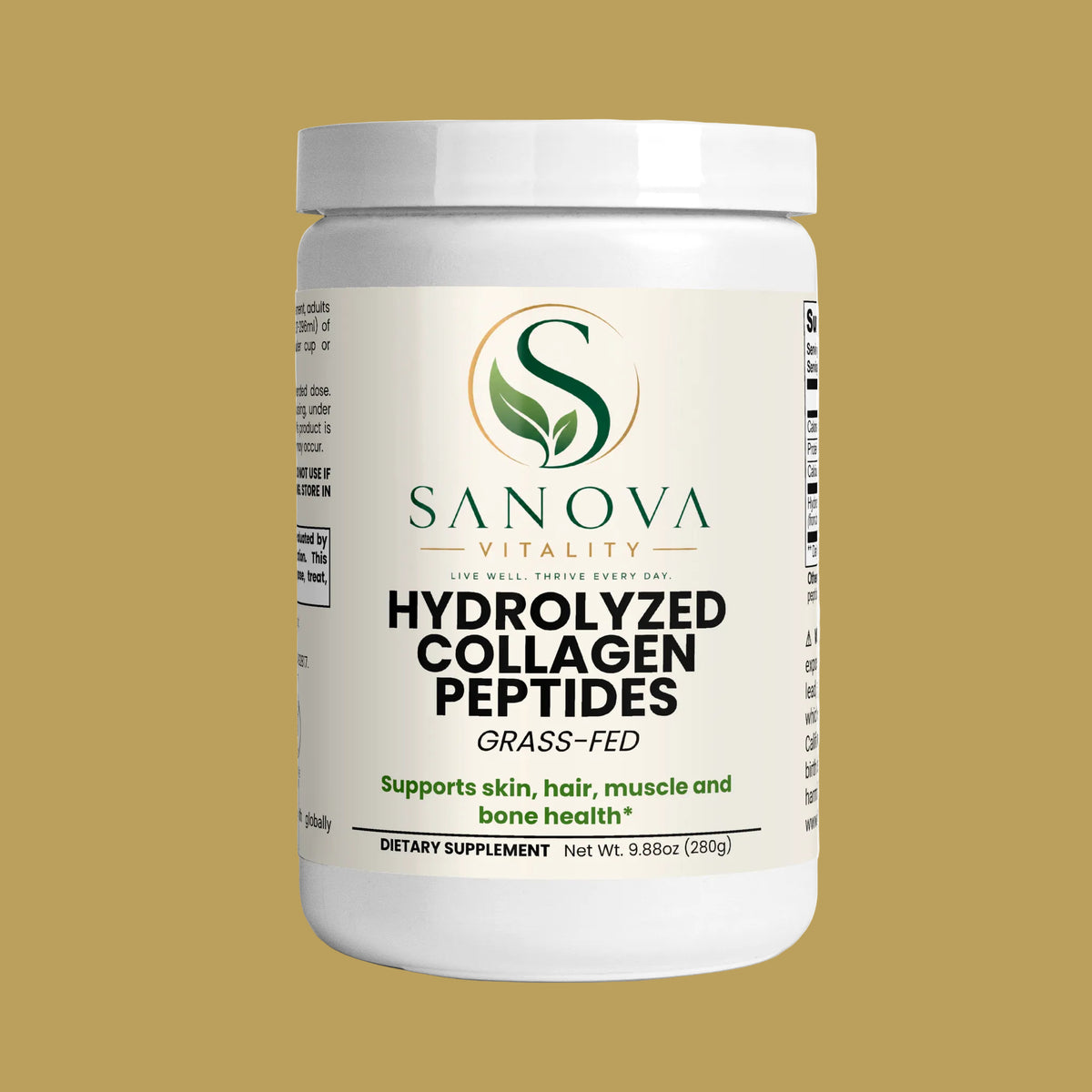 Sanova Vitality Hydrolyzed Collagen Peptides supplement container