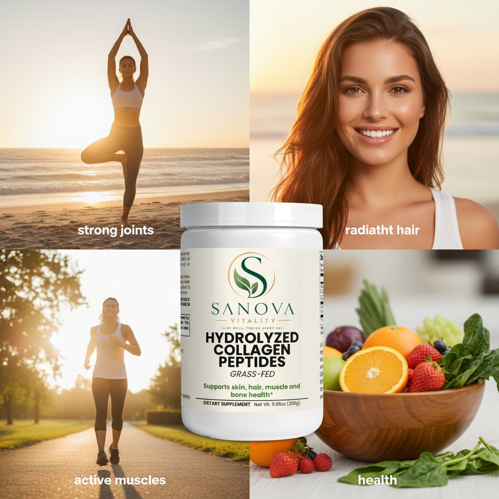 Sanova Vitality Hydrolyzed Collagen Peptides supplement container