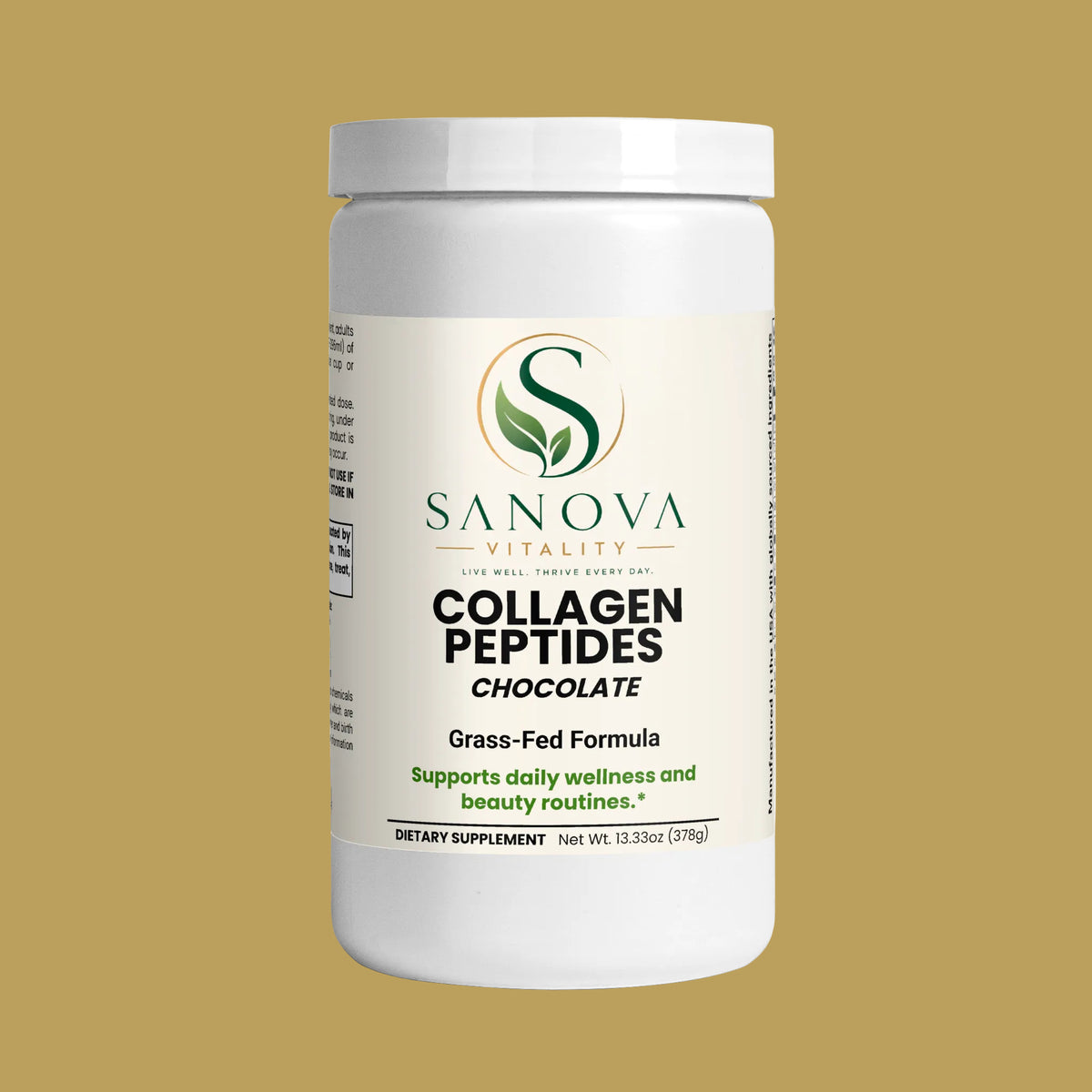 Sanova Vitality Chocolate Collagen Peptides supplement container