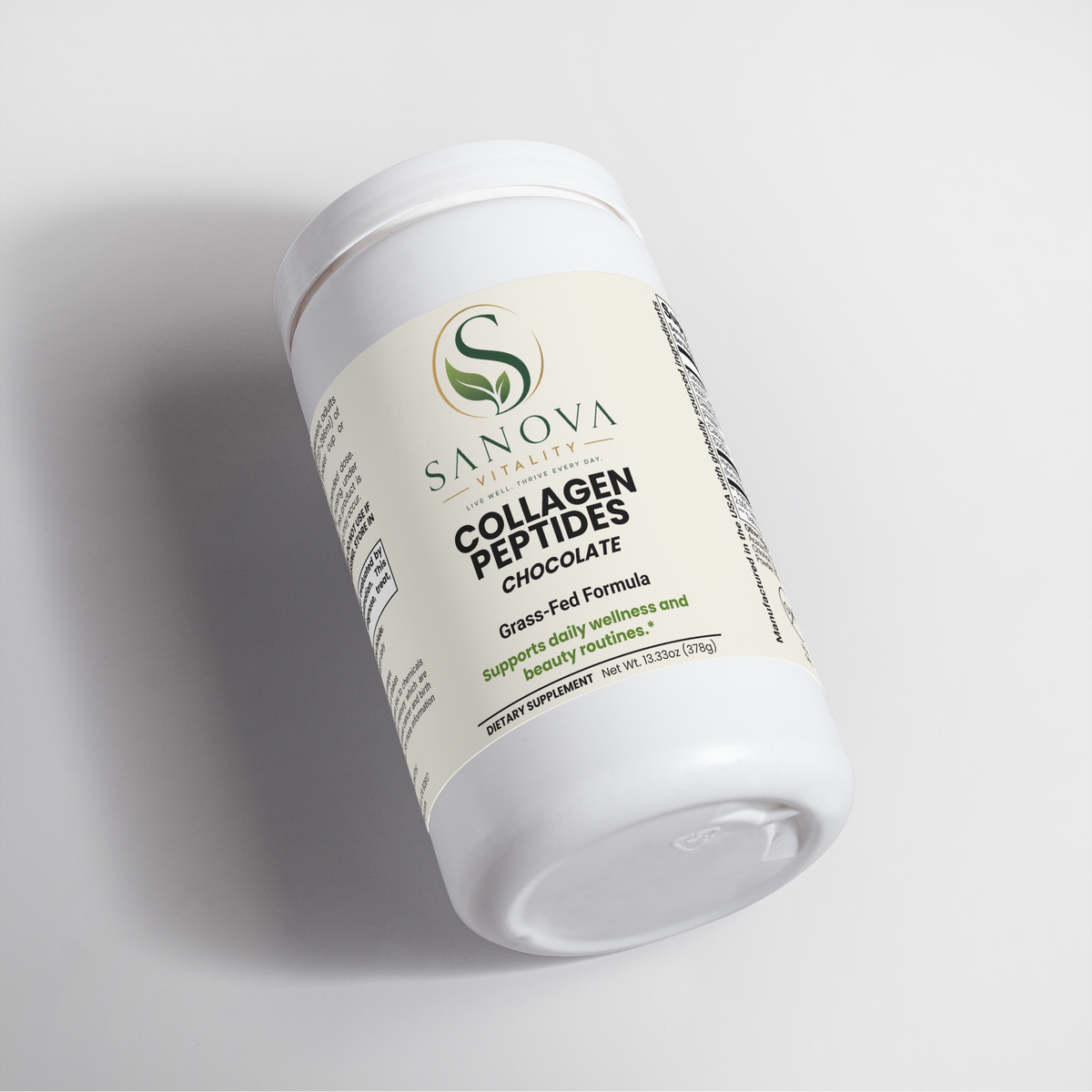 Sanova Vitality Chocolate Collagen Peptides supplement container