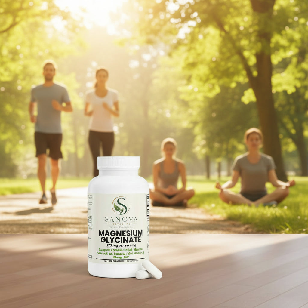 Sanova Vitality Magnesium Glycinate supplement bottle