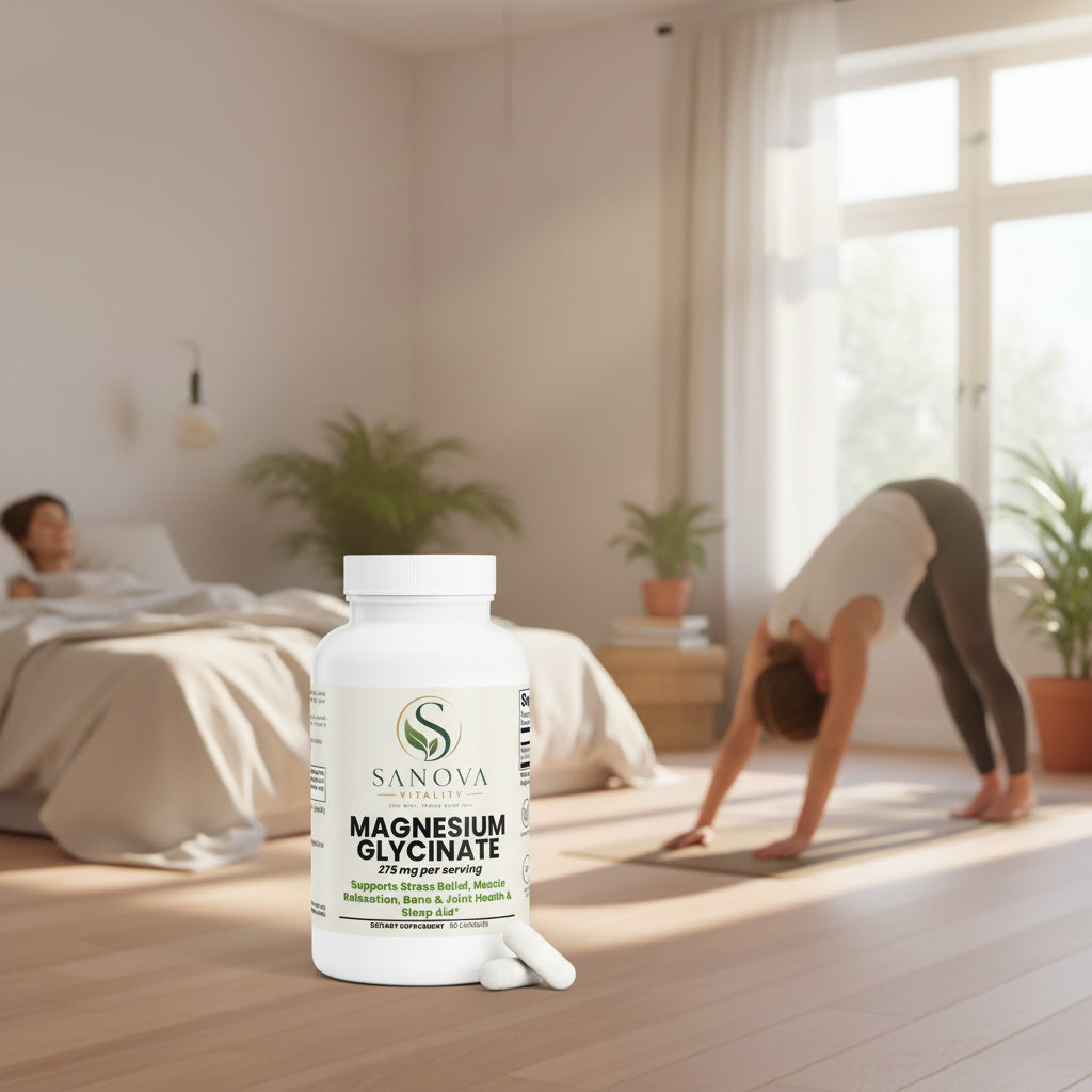 Sanova Vitality Magnesium Glycinate supplement bottle