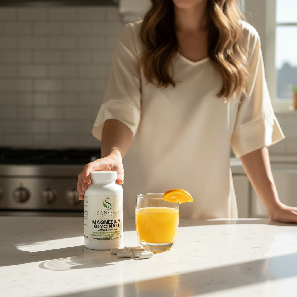 Sanova Vitality Magnesium Glycinate supplement bottle