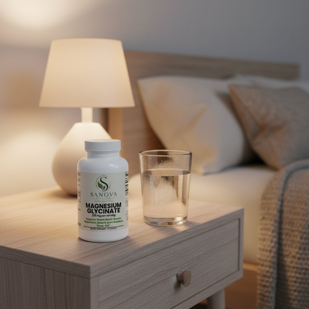 Sanova Vitality Magnesium Glycinate supplement bottle