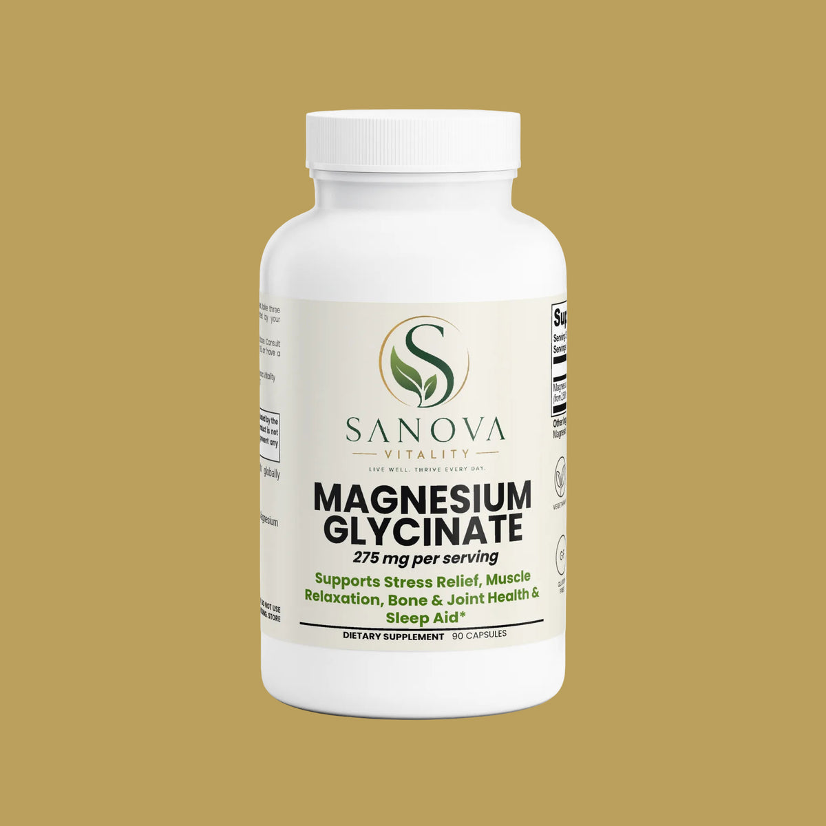 Sanova Vitality Magnesium Glycinate supplement bottle