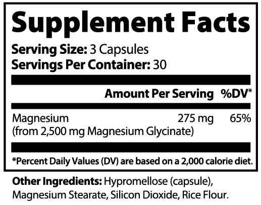 Sanova Vitality Magnesium Glycinate Supplement Facts label