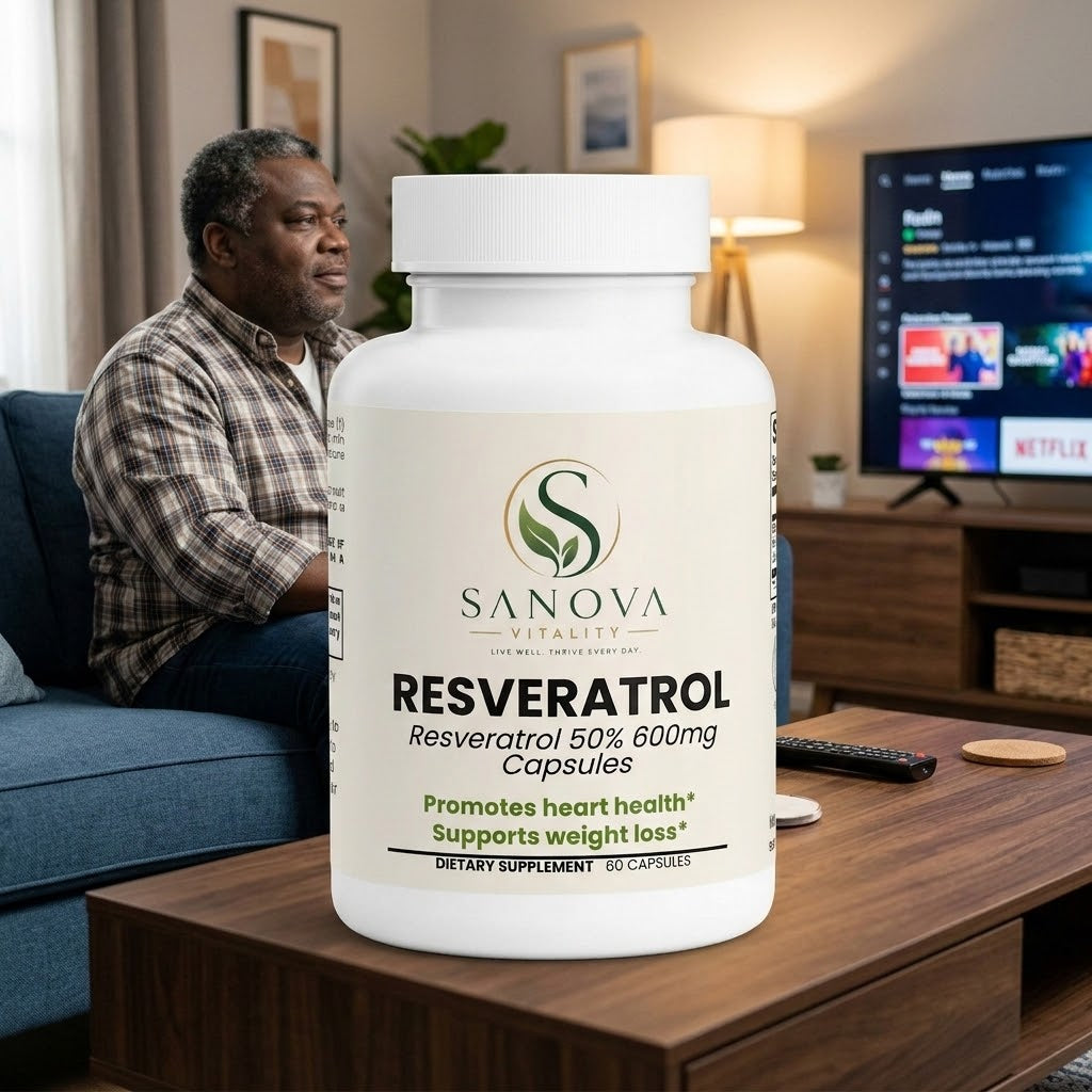 Sanova Vitality Resveratrol 600 mg supplement capsules product image