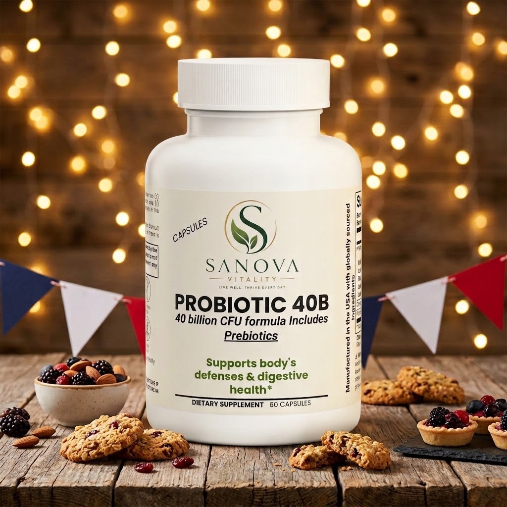 Sanova Vitality Probiotic 40B – Advanced 40 Billion CFU Daily Digestive Support - 60 Capsules